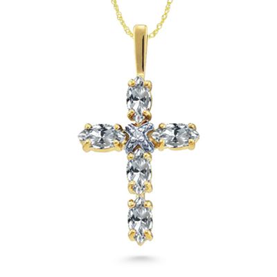 Marquise Birthstone Cross  Pendant