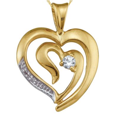 Heart in A Heart Birthstone and Pave Pendant