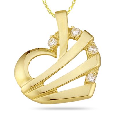 Angled "Gaufre" Birthstone Heart  Pendant