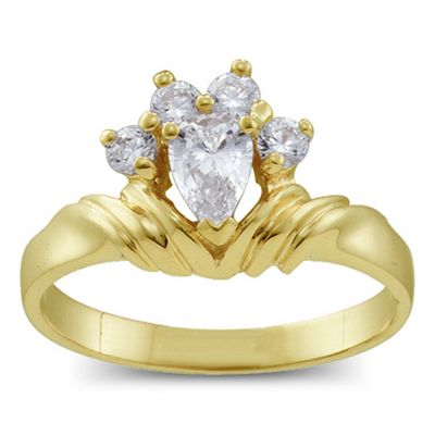 Crown Pear Birthstone Kids Ring