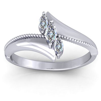 Trois Marquise Birthstone and Studded Daughters Ring