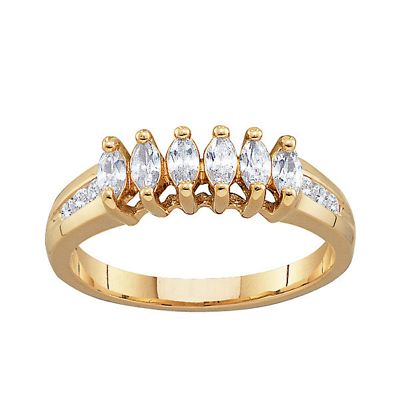 "Trinity" Marquise Birthstone Kids Ring With Triple Diamond Accents