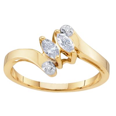 "Phantasie" Marquise Bypass Birthstone  Ring With Diamond Accents