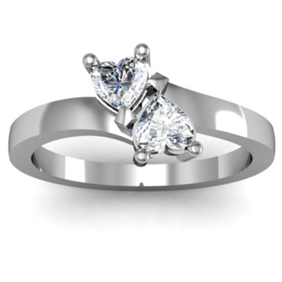 Twin Upside Down Hearts  Ring