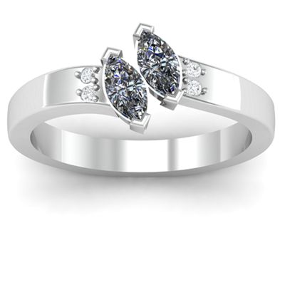 Twin Marquise Birthstones and Diamond Couples Ring