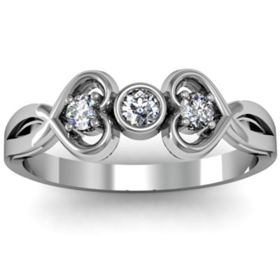 Twin Hearts with Center Bezel  Daughters Ring
