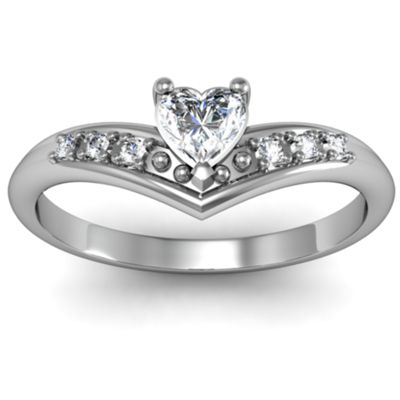 V-Accented Heart   Ring