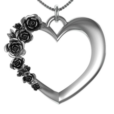"Posy" Rose and Birthstone Heart  Pendant