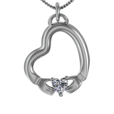 Tilted Heart Claddagh  Pendant