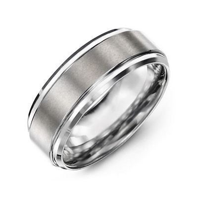 Mens Tungsten Brushed Center Mens Ring