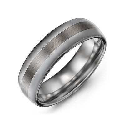 Mens Polished Brushed Center Tungsten Promise Ring