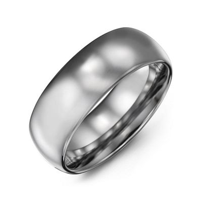 Mens Polished Tungsten Dome Promise Ring