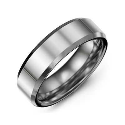 Mens Beveled Edge Polished Tungsten Promise Ring