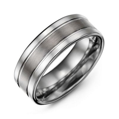 Mens Polished Tungsten Brushed Center Promise Ring