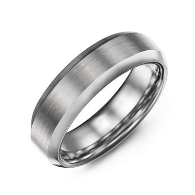 Mens Brushed Center Polished Tungsten Promise Ring