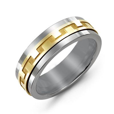 Mens Detailed Modern Tungsten Band Mens Ring