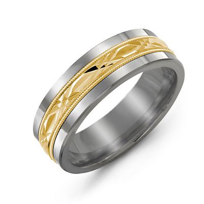 Mens Cut Out XO Center Tungsten Band Mens Ring