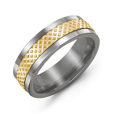 Mens Tungsten Mesh Inlay Band Mens Ring
