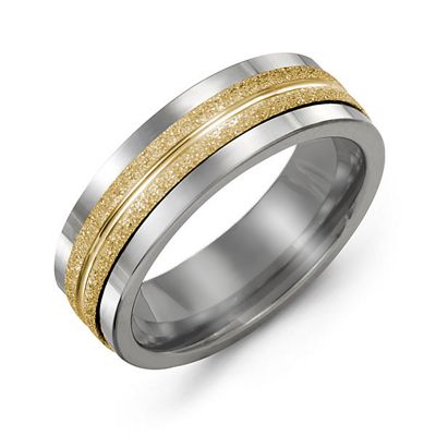 Mens Double Row Brushed Tungsten Band Mens Ring
