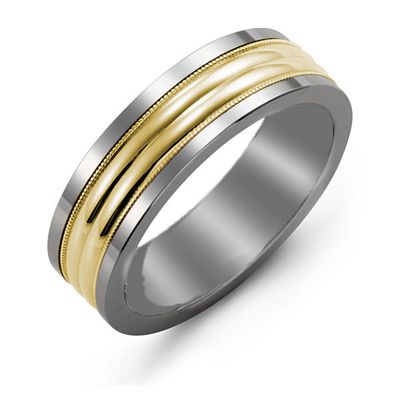 Mens Double Row Inlay Tungsten Band Mens Ring