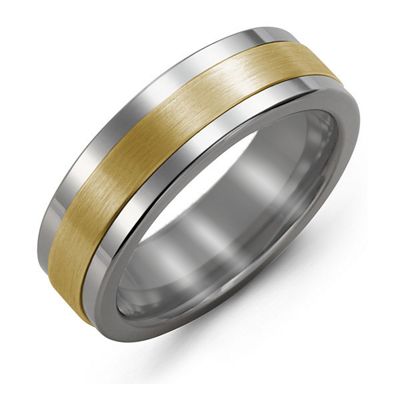 Mens Plain Center Tungsten Band Mens Ring