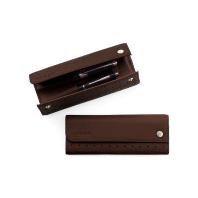 Product image for Dubbele Pennenetui - Bruin Leder 