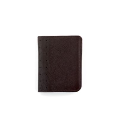 Full-Grain Pebbled Brown Leather Folded ID Card Case