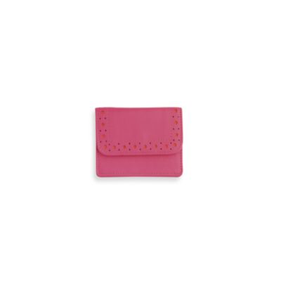 Full-Grain Pebbled Pink/Tangerine Leather Folded Card Case