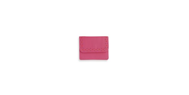 Full-Grain Pebbled Pink/Tangerine Leather Folded Card Case