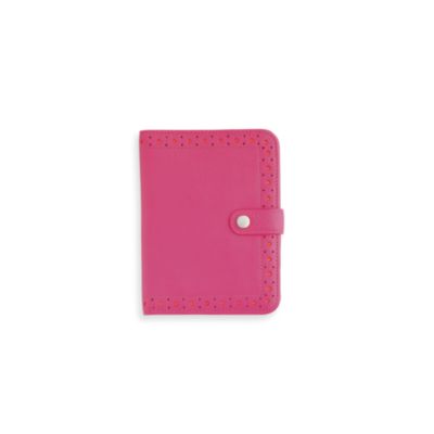 Full-Grain Pebbled Pink/Tangerine Leather Passport Wallet