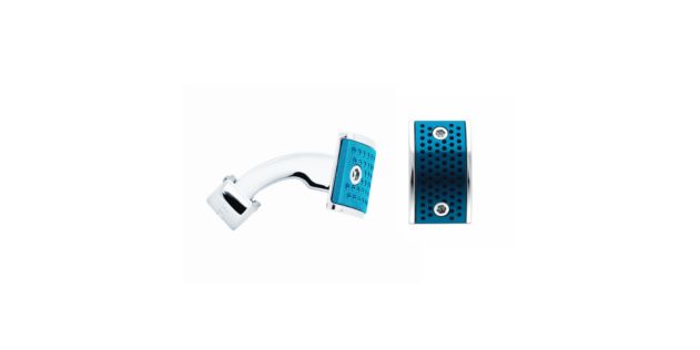 C-Series Monaco Blue Cufflink with rhodium plated accents