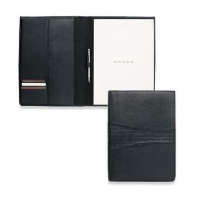 Product image for Conférencier en cuir noir et stylo