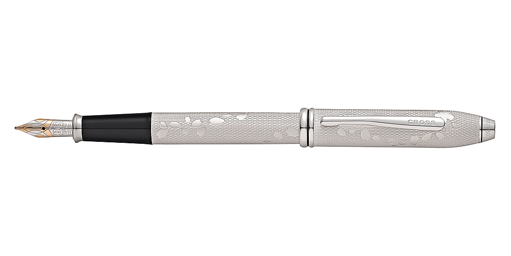 Townsend Japanese Cherry Blossom Platinum Plated Fountain Pen
