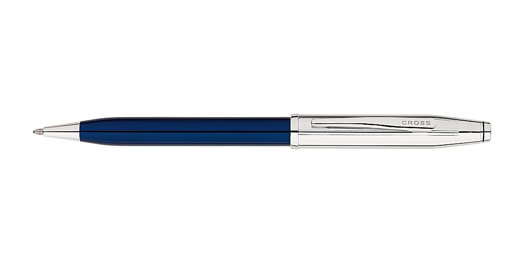 Century II Chrome/Translucent Blue Lacquer Ballpoint Pen