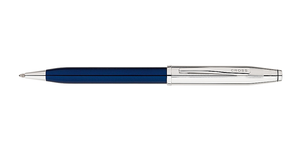 Century II Chrome/Translucent Blue Lacquer Ballpoint Pen