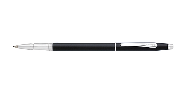Classic® Century® Black Lacquer Selectip Rolling Ball Pen with chrome appointments