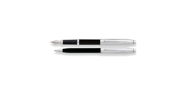 Century II Writer’s Gift Set in Black Lacquer/Engraved Chrome