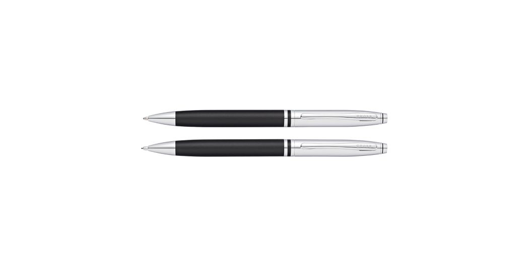 Avitar Black Lacquer and Chrome Ballpoint Pen and Pencil Set