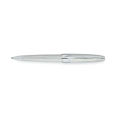 The Apogee Chrome ball-point pen is pure poetry without writing a word. Features a rounded, highly polished, spring-loaded clip. It is accented by the wide, satin finish center ring.