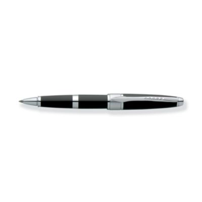 The Apogee Black Star Lacquer Rollerball pen is pure poetry without writing a word. Features a rounded, highly polished, spring-loaded clip. It is accented by the wide, satin finish center ring.