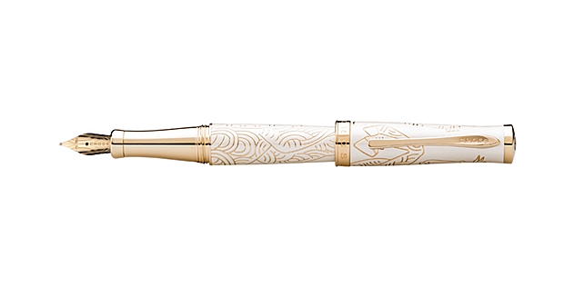 Year of the Horse Imperial White Lacquer Fountain Pen with 18 carat Gold Nib