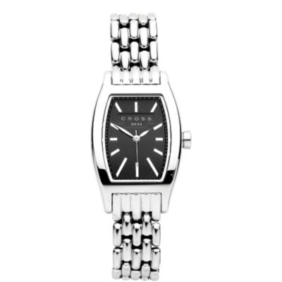 Product image for Manhattan reloj de señora con caja y brazalete de acero inoxidable y dial grabado negro metálico.