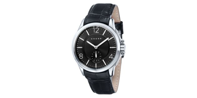 Men's Designer Watch with Round Black Dial and Subdial Seconds Display