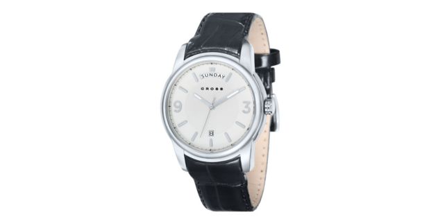 Men's Designer Watch with Round White Dial and Subdial Seconds