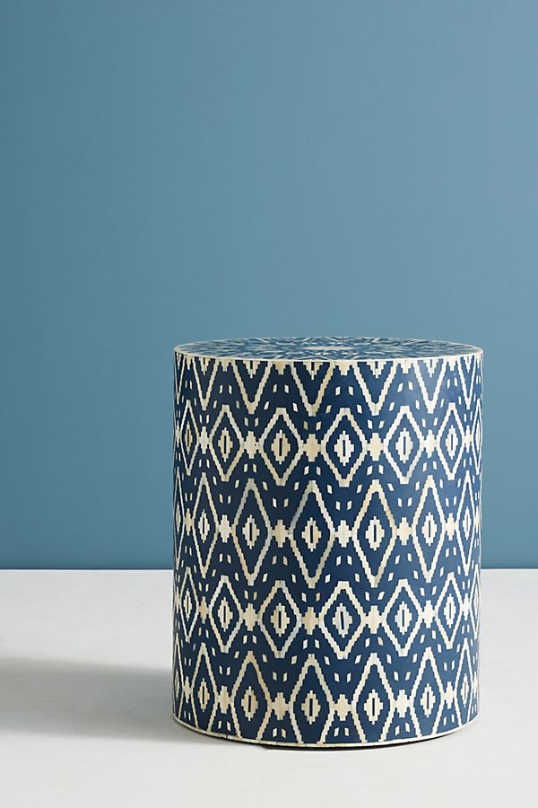 Ikat Inlay Drum Side Table | Anthropologie
 