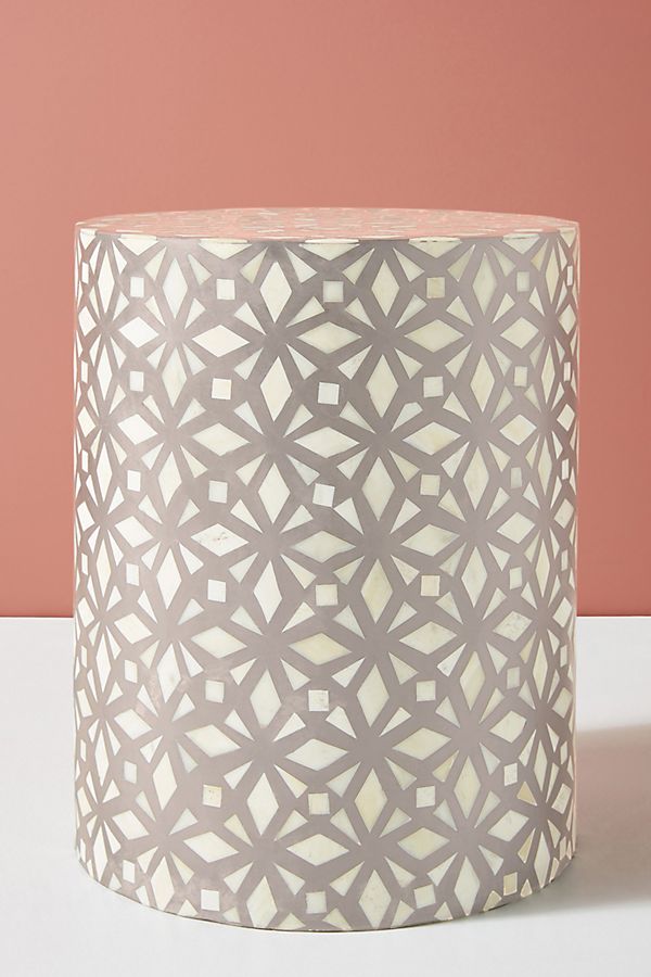 Diamante Inlay Drum Side Table | Anthropologie
 