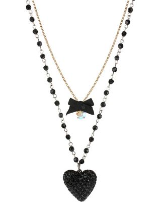 BLACK HEART 2 ROW NECKLACE BLACK