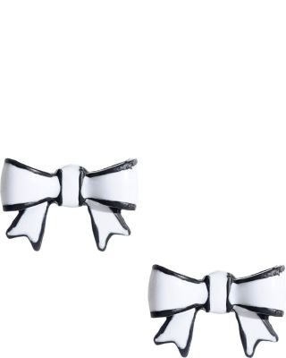 BLACK WHITE BOW STUD EARRING BLACK-WHITE