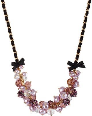 FACETED BEAD CLUSTER NECKLACE PURPLE