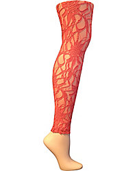 Womens Orange Lace Peach Patterned Leggings by Betsey Johnson (via All Style Mall)